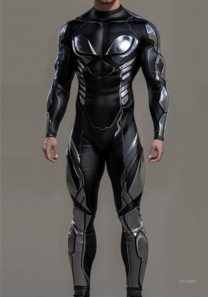 Halloween Cyberpunk Future Mechanical Armor Jumpsuit Warrior Cosplay Bodysuit Steampunk Costume Party Performance Men Zentai