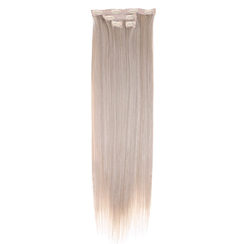 FASHION IDOL Long Straight Hairstyle 8 Clips In Hair Extensions Blonde 60CM Natural Synthetic Hair Daily Use Hairpiece Fake Hair