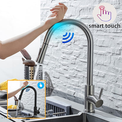 Pull Out Sensor Black Kitchen Faucet Sensitive Touch Control Faucet Mixer For Kitchen Touch Sensor Kitchen Mixer Tap