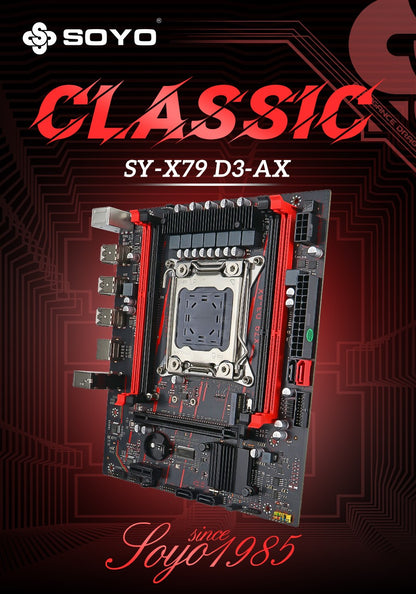 Placa-mãe SOYO X79 Game LGA 2011 Conjunto com CPU E5 2650 V2 Memória RAM ECC DDR3 8G*1 M.2 NAME Componentes de computador Placa principal