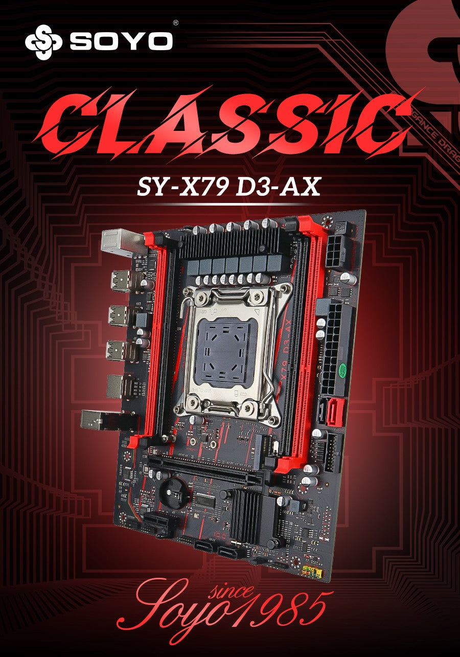 Placa-mãe SOYO X79 Game LGA 2011 Set com CPU E5 2650 V2 16G (8G*2) DDR3 ECC RAM Memória M.2 NOME Componentes de computador Placa principal