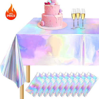 Tablecloth For Table Nappe De Table Tablecloth Birthday Iridescent Disco Party Decor Shiny Laser Holographic Disposable Covers