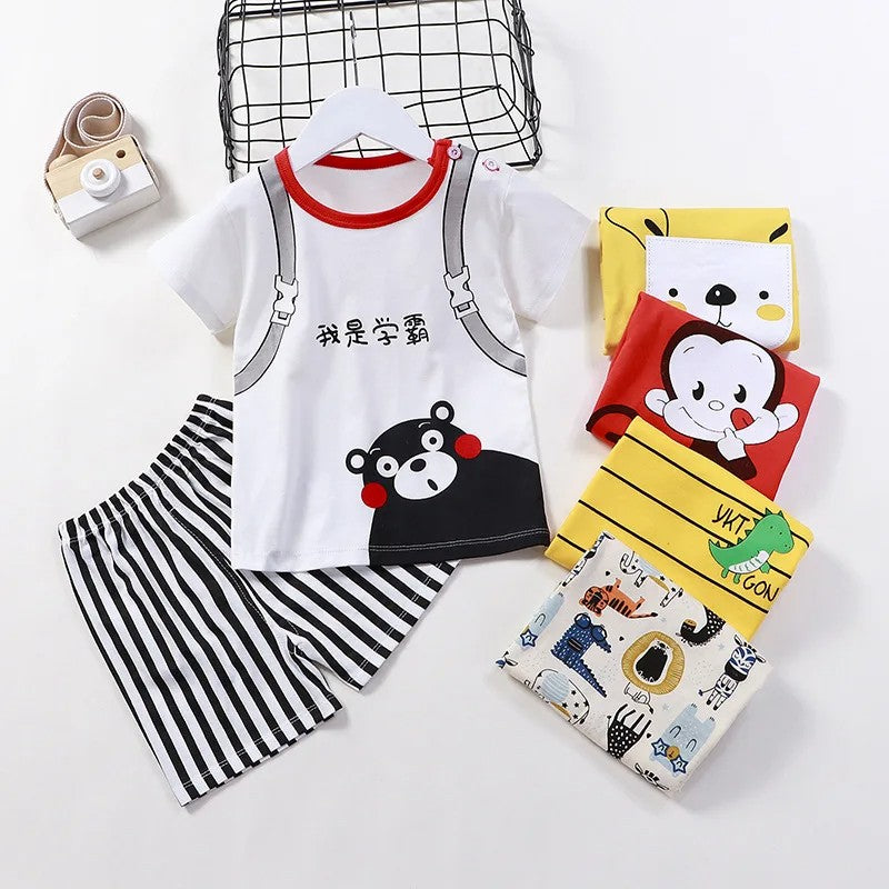 Kids Clothes Set Baby BoyGirl T-Shirt + Shorts Summer Clothing Cotton Cartoon Casual Boys Tracksuit Children Baby Clothes Set