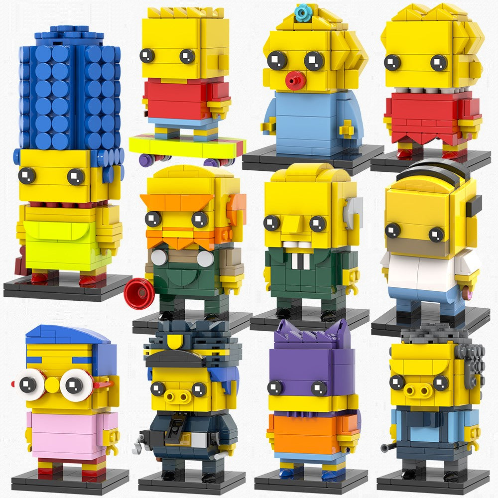 MOOXI Clássicos Série Cartoon MOC Tijolos Figura Simpsoned Conjunto Modelo BrickHeadzed Blocos de Montar DIY Brinquedos Infantis Para Crianças Presente