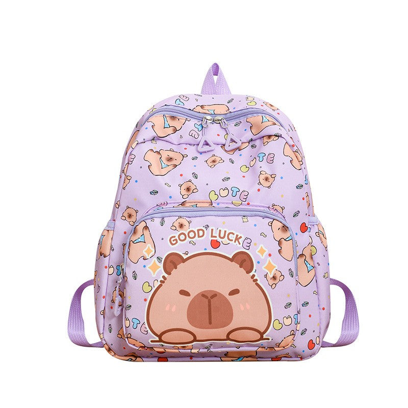Capibara Print Backpacks Large Capacity Back To School Unisex Fashionable Cute Children's Bags For Kids Gift
