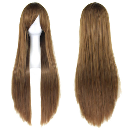 Soowee 80cm Cabelo Sintético Comprido Branco Roxo Perucas Cosplay Festa Preto Cabelo Liso Peruca Postiça para Mulheres