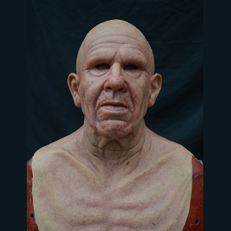Old Man Mask Full Head Realistic Grandpa Face Wig Scary Elderly Costume For Halloween Party Centerpiece Home Display For Adults