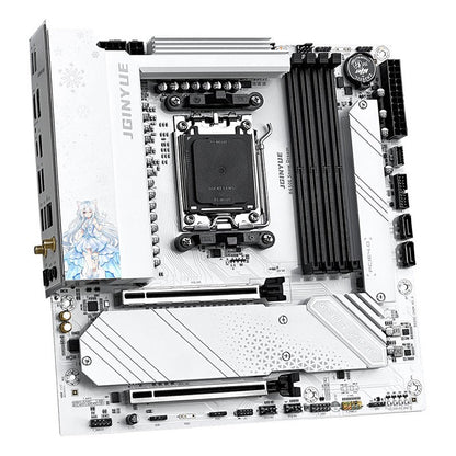 Placa-mãe JGINYUE AM5 B650E Snow Dream, compatível com AMD Ryzen 9000/8000/7000, PCIe 5.0, DDR5 7000+(OC), LAN 2.5G, ARGB