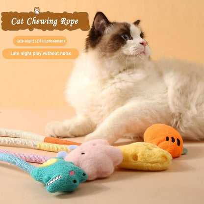 Arranhador de Gato de Corda Brinquedo de Corda de Algodão Resistente à Mordida para Mastigar Protetor de Móveis com Garra de Pata Brinquedo de Arranhar Gato Quebra-Cabeça de Formato Fofo