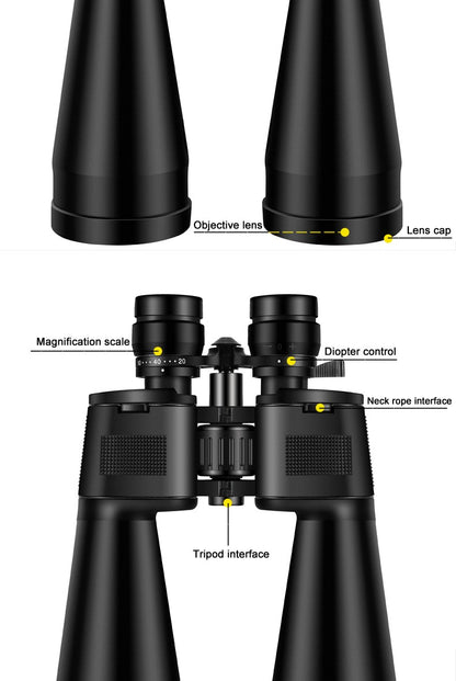 BORWOLF 20-60X70 Binóculos de Alta Ampliação Longo Alcance Zoom 60 Vezes Caça Telescópio Astronômico Profissional HD Zoom