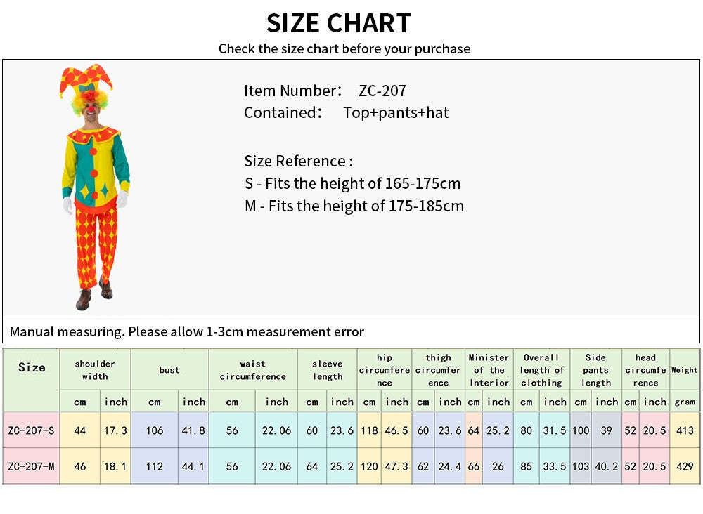 Clown Role-playing Costume Clown Uniform Anime Style Fantasy Circus Costume Set Halloween Carnival Party Costume