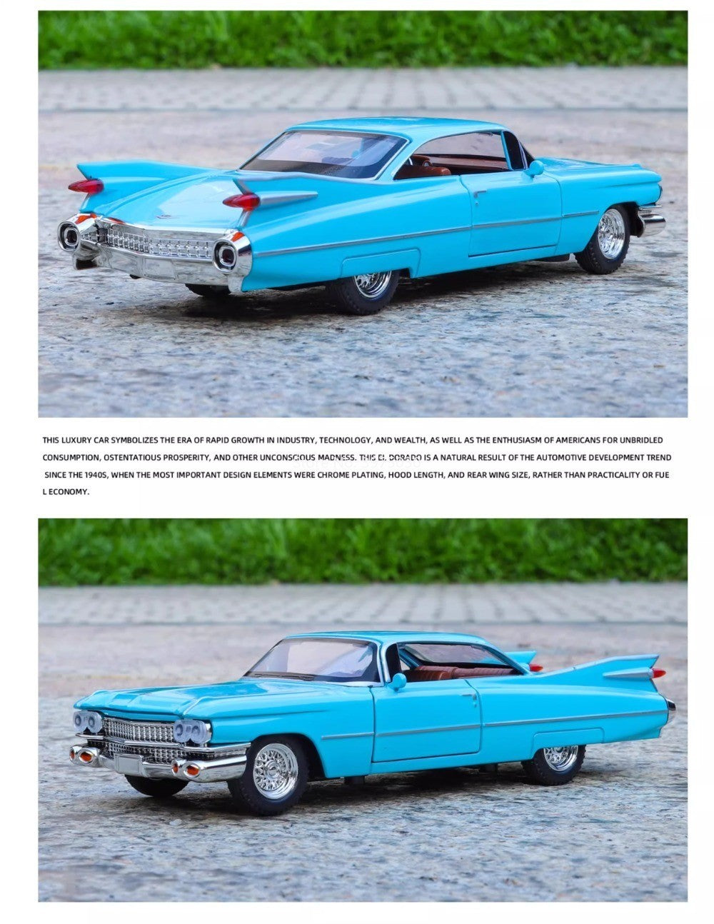 1:32 Escala Cadillac Eldorado Carros Brinquedo Modelos Pneus de Borracha com Luz Música Veículos Roda Puxar para Trás Miniatura de Carro Enfeite