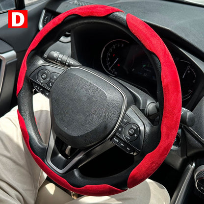 1 par de capas para volante de carro, impulsionador de microfibra, acessórios decorativos internos automotivos, fibra de carbono universal