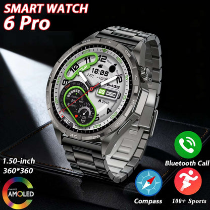 2026 Novo Relógio Fitness Original G T6 Pro Smartwatch Tela AMOLED HD de 1.50" com GPS, Monitor de Batimentos Cardíacos e Chamadas Bluetooth para Homens