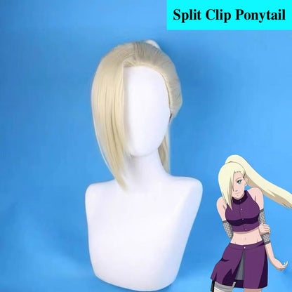 HOKAGE NINJA Yamanaka Ino Cosplay Wig Synthetic Long Straight Wig With Clip Ponytail Anime Coser Cute Girl High Quality Wig