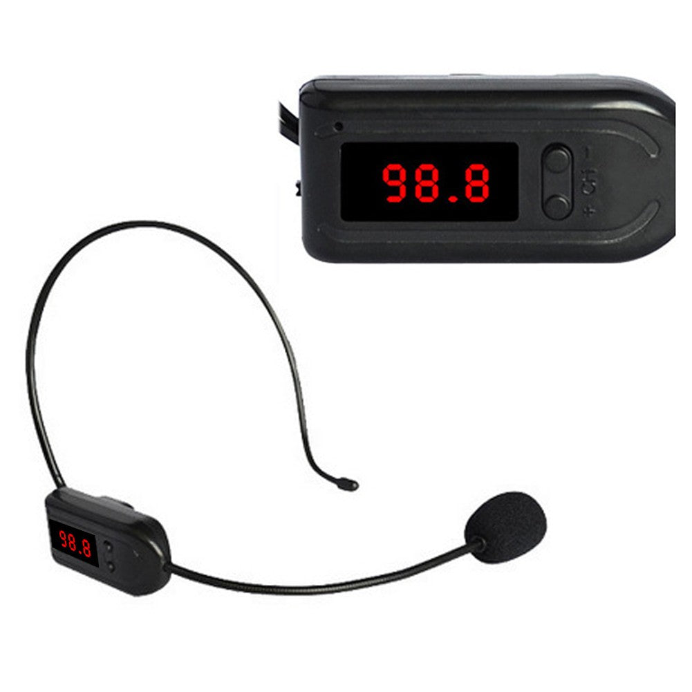 Microfone de lapela sem fio FM Megafone 87 MHz-108MHz Microfone de cabeça com display de tubo digital para fala, ensino, guia turístico e instrutor