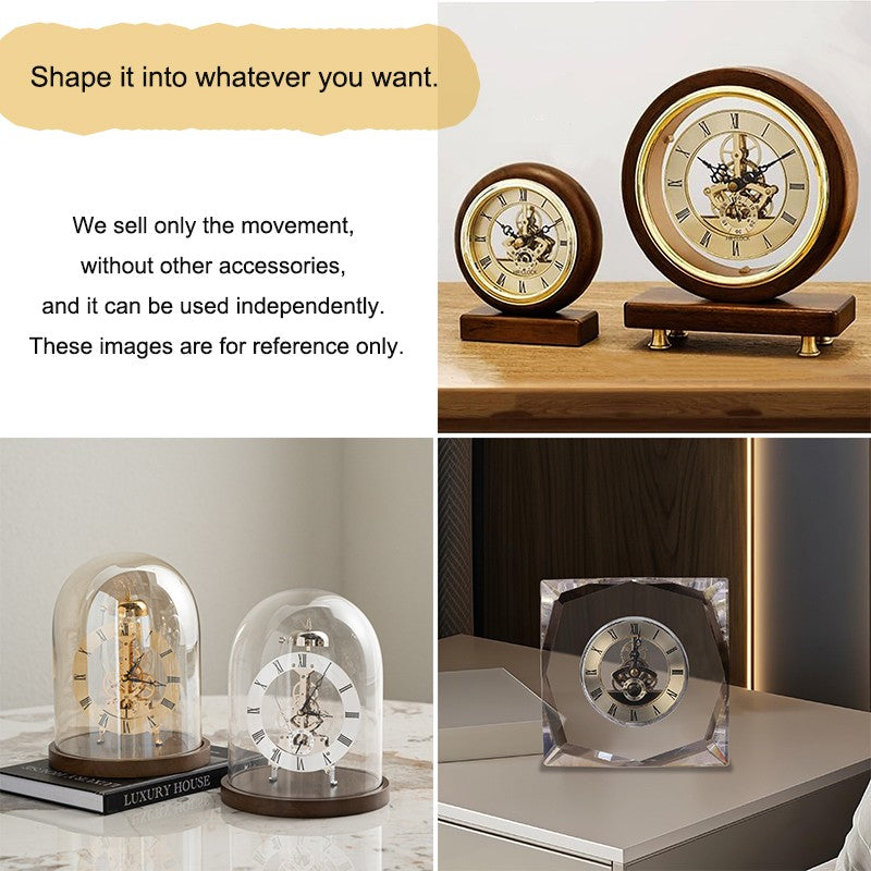 DIY Creative Mechanical Clock Ornament Frameless Metal Skeleton Clock Movement Home Silent Clock Living Room Office Decoration