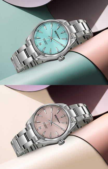 BERNY Automatic Women Watch PT5000 Sapphire Mechanical Elegant Women's Swim Watches 20ATM Full Stainless steel Swim Wristwatch