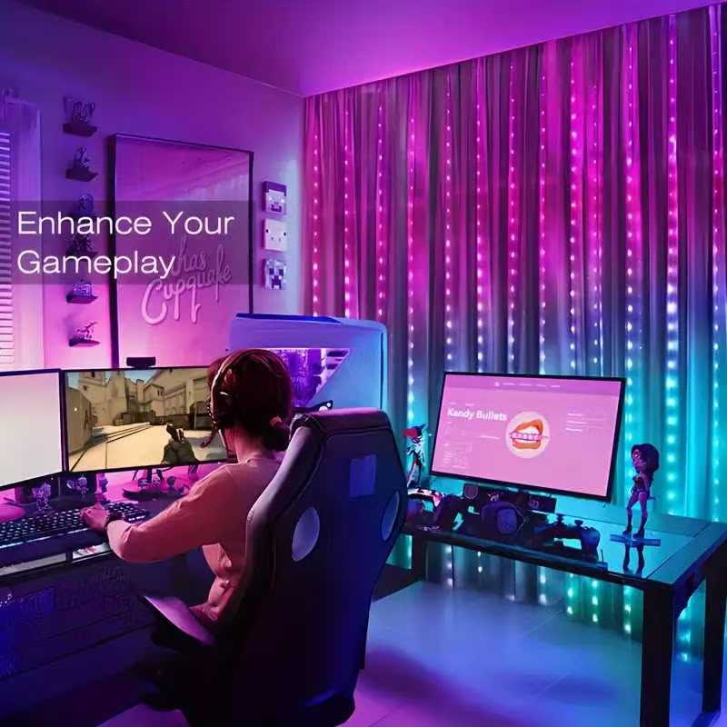 DC5V WS2812 Fairy Lights Curtain Led String RGBIC Led String Light Decor Dimmable Bluetooth APP Control for DIY Christmas Party