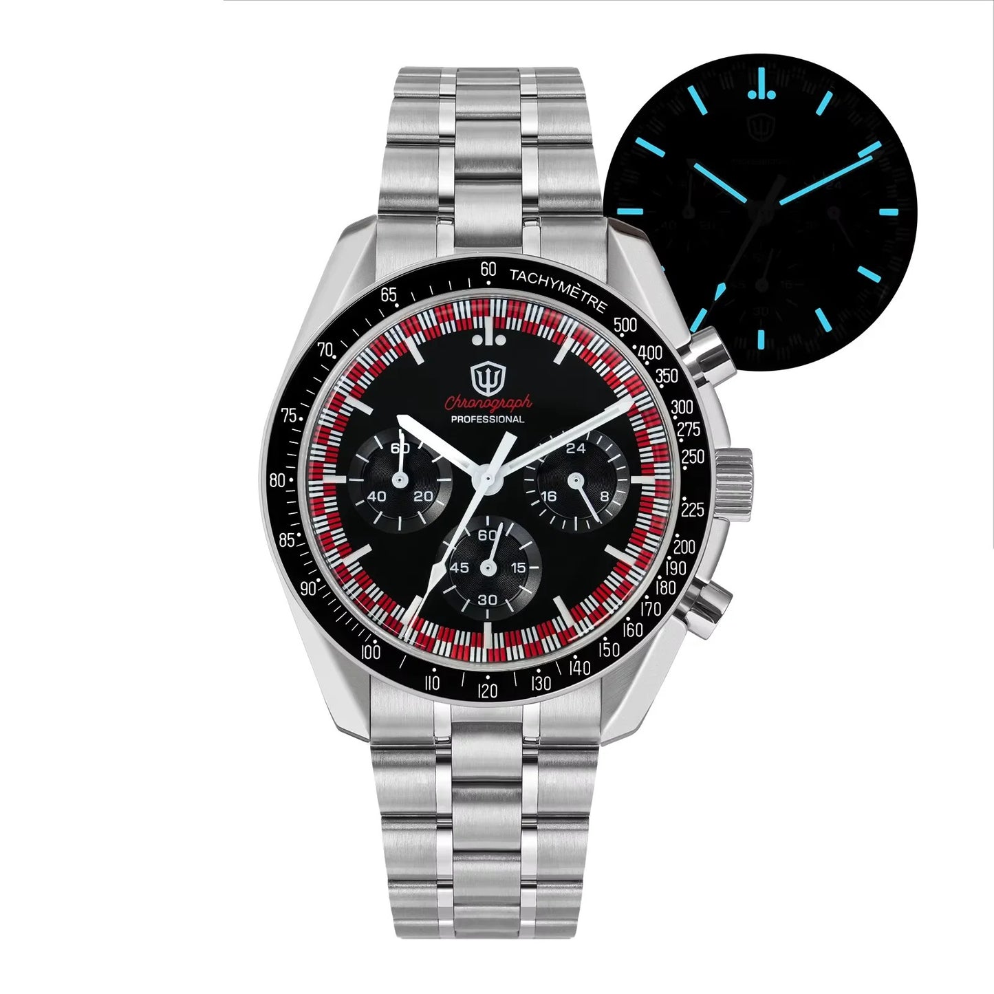 Watchdives WD1863 Mechanical Quartz Watches Black Spaces VK63 Chronograph Sports Watches Man Bubble Sapphire Waterproof Watch