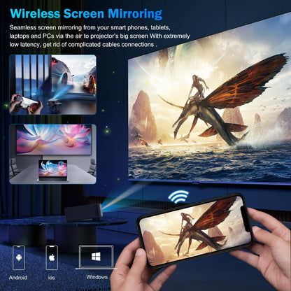 Projetor DESS 4K Foco Automático Controle de Voz Home Theater Vídeo Android Full HD Smart Projetor com Netflix e Google TV