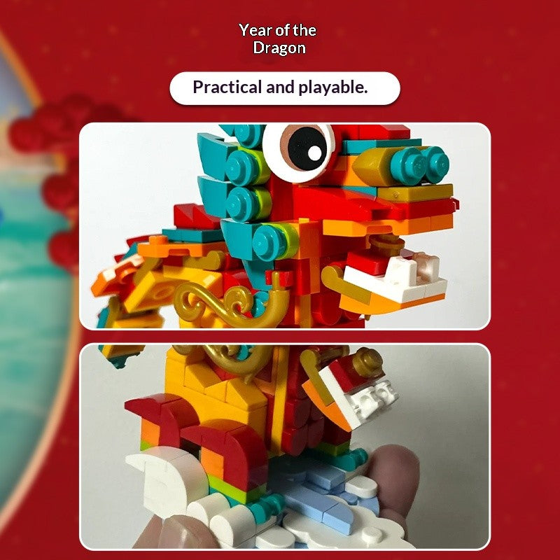 Lego 40573 Árvore de Natal 40611 O Ano do Dragão Brinquedos de montar quebra-cabeça infantil Presente de Natal