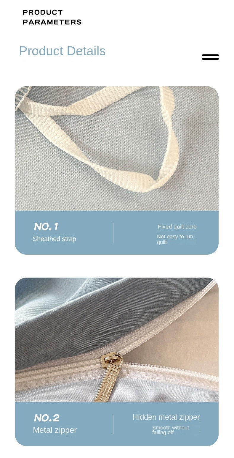Conjunto de cama de cor sólida de quatro peças para crianças e adultos, cama de casal grande, conjunto de capa de edredom, lençol e capa de travesseiro de quatro peças