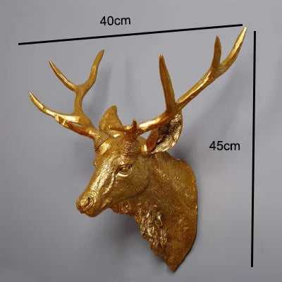Creative Wall Mounted Animal Deer Head Wall Decoration Handmade Farmhouse Decoration Resin Living Room Home Decoration