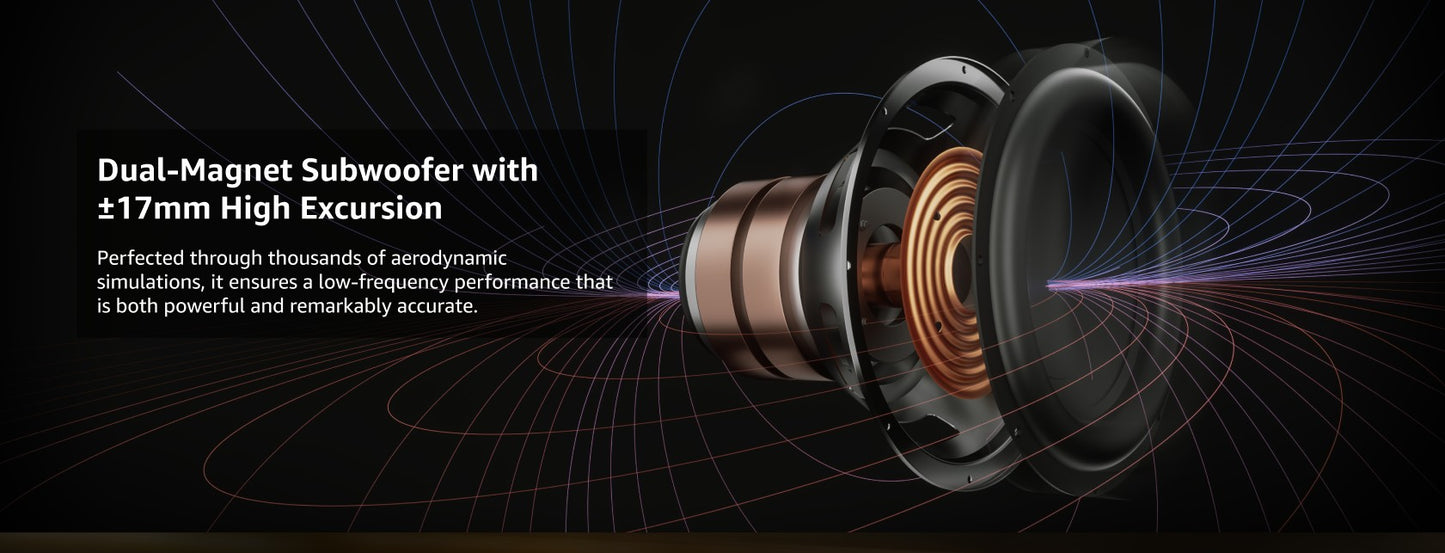 Sistema de Som Surround 7.1.4 ULTIMEA Barra de Som para TV com Dolby Atmos e Controle por APP, Alto-falante Bluetooth Doméstico com Subwoofer Sem Fio de 10"