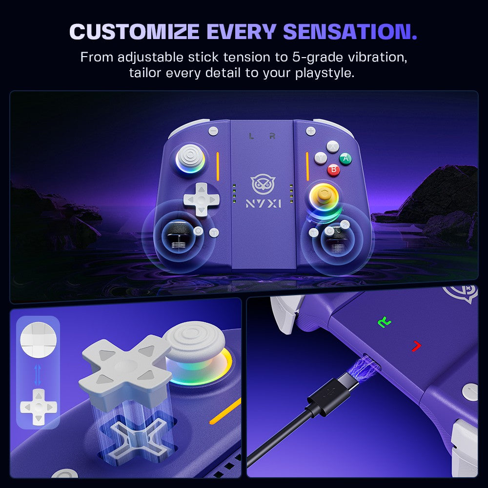 NYXI Hyperion 3 Purple Edition, Magnetic Modular Joypad for Switch 2, Hall Effect No Drift, Full Mechanical Buttons, 9-Axis Gyro, Pro & Handheld Mode