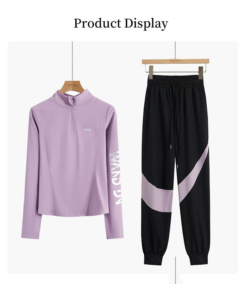 DRUR Yoga Set for Women 2 Piece Lightweight Loose Fit Sportswear Outfits Breathable Tops Pants Suit Running Clothes Autumn New