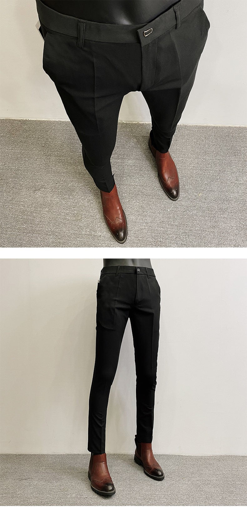 Men Suit Pants Formal Trousers Pantalone Hombre Stretch Slim Solid Color Casual Dress Full Length Pants Fashion New Men Clothing