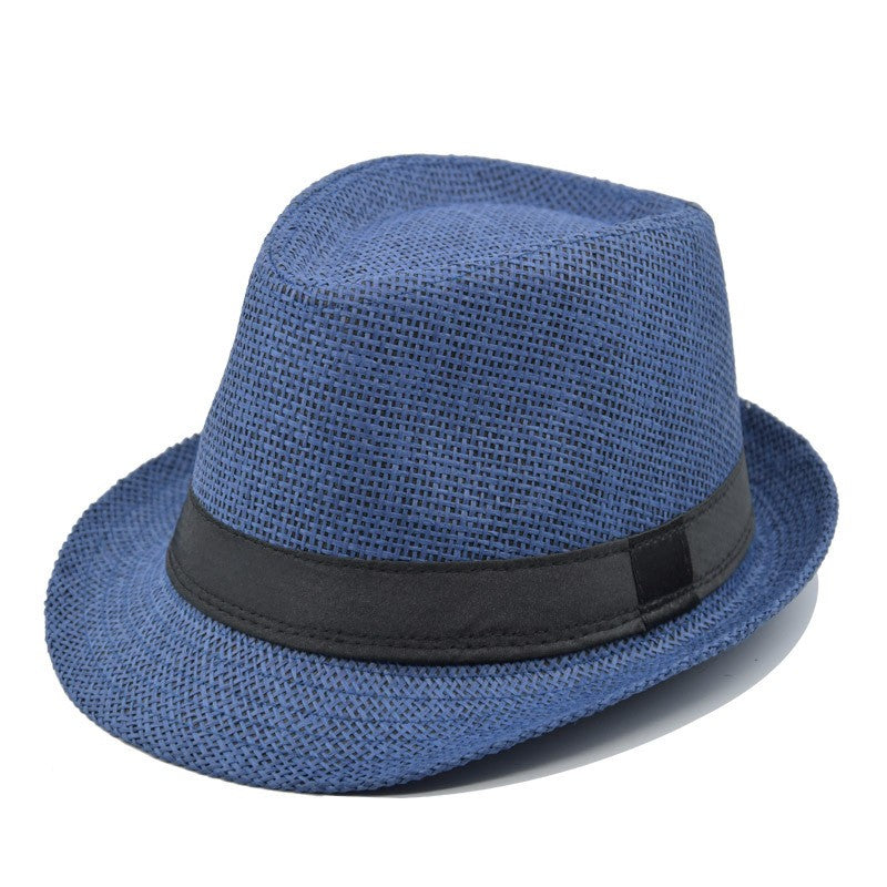 Fashion Unisex Women Men Straw Hat Ribbon Curling Brim Jazz Fedora Hat Panama Gangster Cap Outdoor Beach Parent-Child Sun Hats
