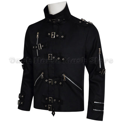 Michael Jackson BAD Punk Jacket Black Stretch Outwear Motorcycle Role Player impersonator Costumes Classic BAD T-shirt Belt
