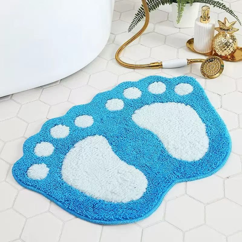 Cute Footprints Big Feet Bath Mats Pads Cartoon Style Toilet Non-slip Rug for Bathroom Carpet Floor Super Absorbent Mat Foot Rug