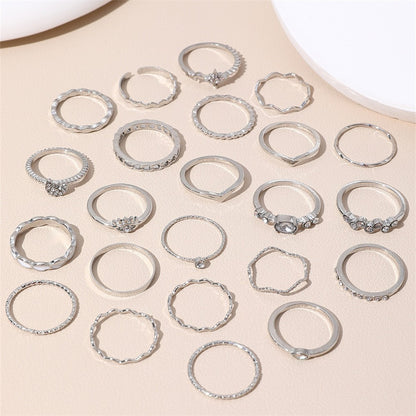 Conjunto de 23 Anéis de Nudilho da Moda para Mulheres com Cristal Estrela Lua Olho Onda Cor Ouro Prata Anéis Femininos Jóias da Moda para Festa Presente