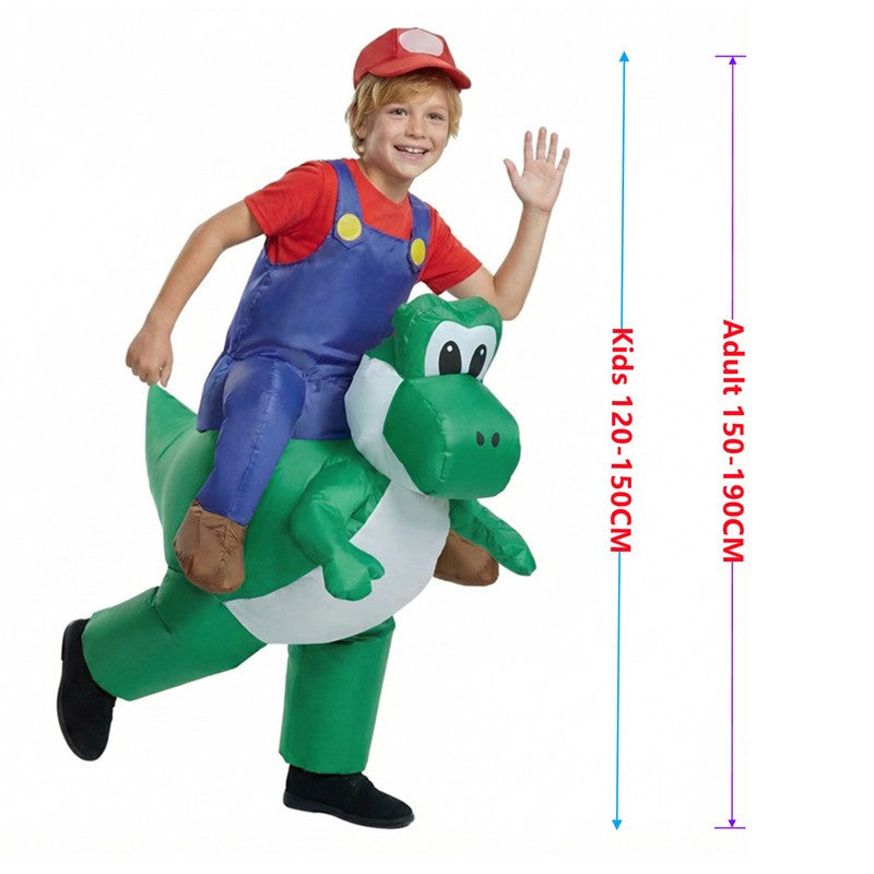 Adult Kids Plumber Costume Dinosaur Inflatable Suit Halloween Cosplay Party Performance Outfit Holiday Dance Parties & Carnival