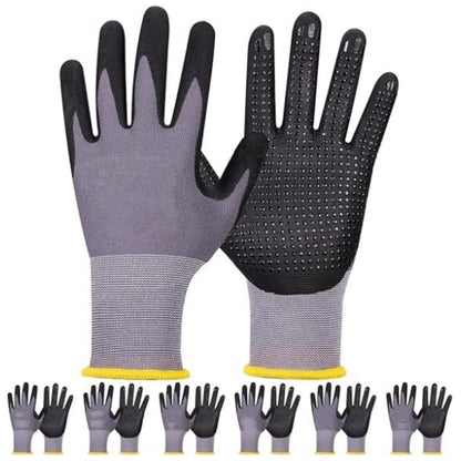 1/2/3 Pares Luvas de Trabalho de Segurança com Pontos Antiderrapantes Revestidas de Nitrilo Luvas de Nylon de Malha Contínua Duráveis para Homens Construção Industrial