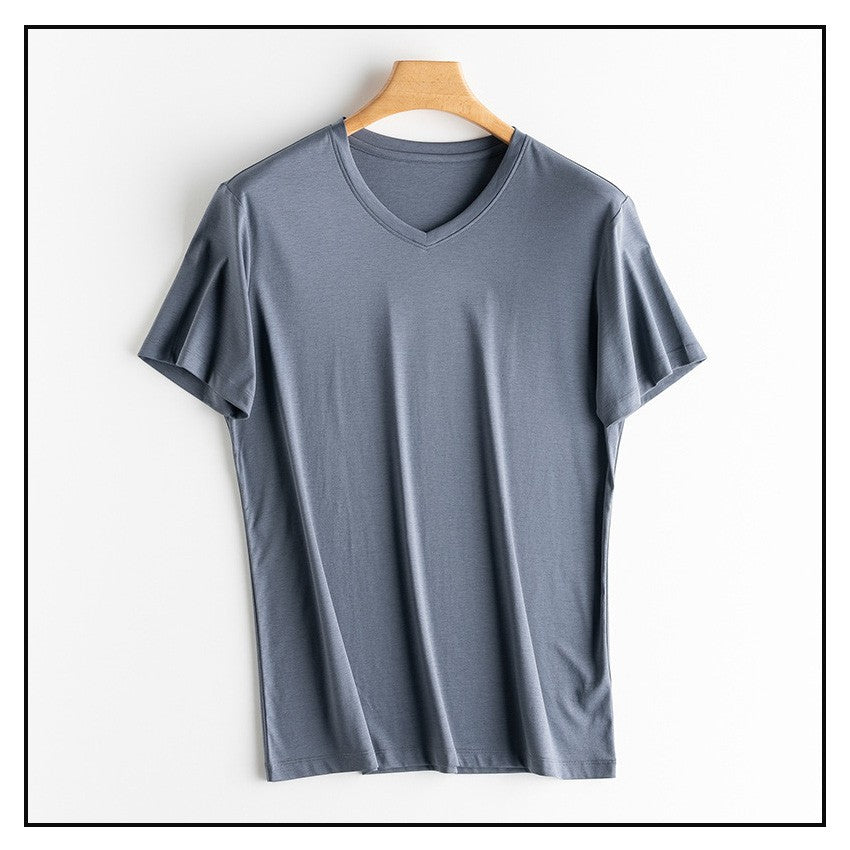 SuyaDream Mens Solid Tee Cotton Silk Blend Plain O neck Short Sleeved Cozy T Shirts 2025 Summer Simple Chic Top White Black