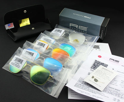 RE Sunglasses Man USA Army Military Aviation Pilot Sunglasses Woman Glass Lens Luxury Brand Retro Titanium Frame High Quality