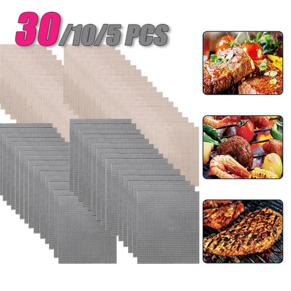 50PCS Non-Stick High Temperature Resistant BBQ Grid Pad Barbecue Mesh Reusable Easily Cleaned Cooking Pads Baking Grill Tool