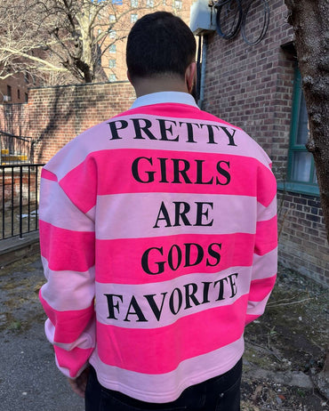 Hip Hop Stripe Pretty Girls Shirt America Harajuku Fashion Letter Print Polo Shirts Y2k Retro Men Women Long Sleeved T Shirt