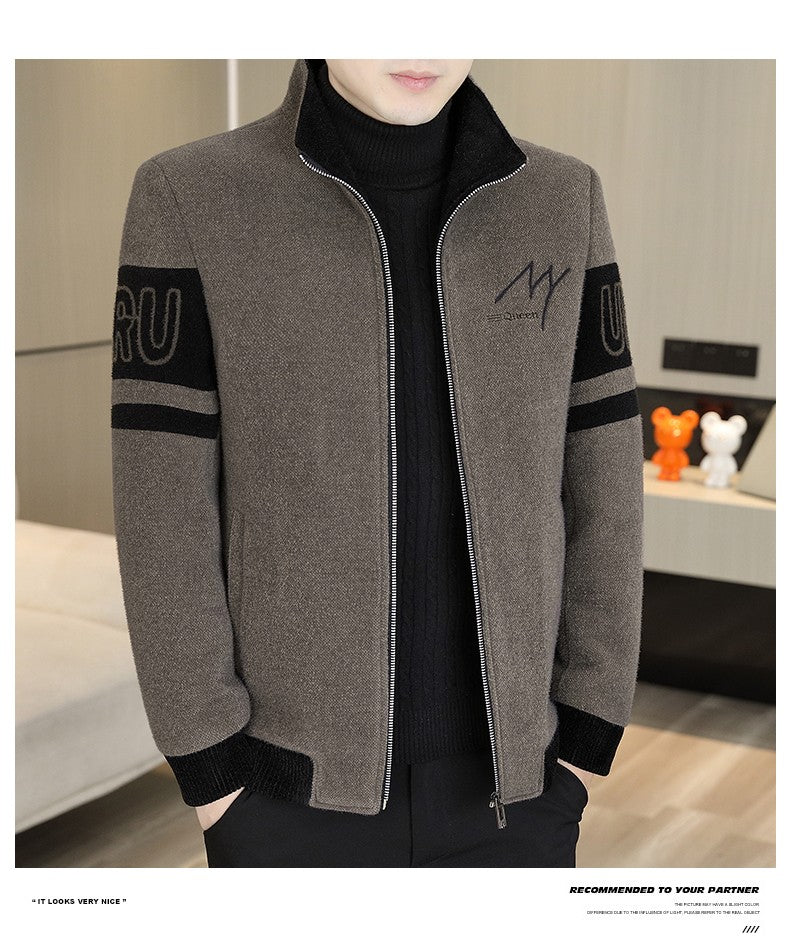 Men'S Thicken High collar Jacket Winter Warm Jackets For Men Fleece Long Sleeve Coat Man Casual Coats Men's woolen overcoat