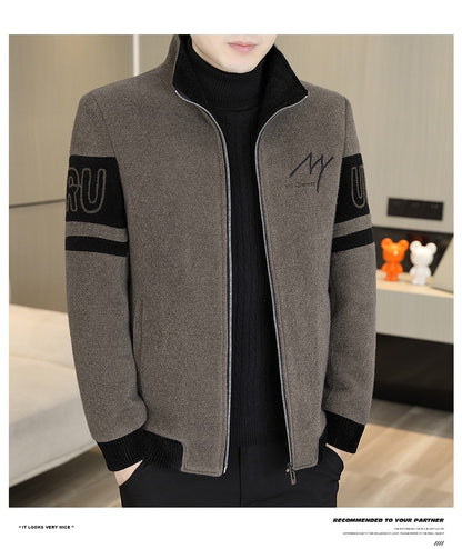 Men'S Thicken High collar Jacket Winter Warm Jackets For Men Fleece Long Sleeve Coat Man Casual Coats Men's woolen overcoat