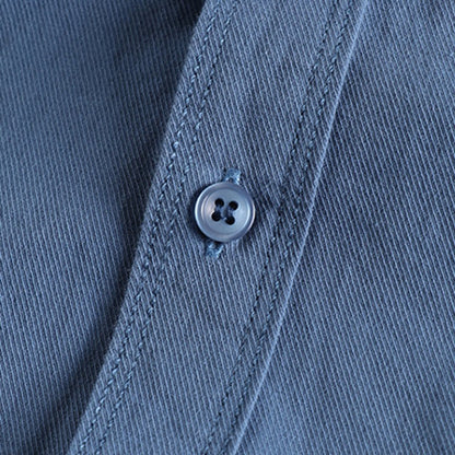 Men's British Simple Solid Color Long Sleeved Shirt Wash Woven Twill Cotton Versatile Ameikeji Fashion Male Cargo Work Shirt