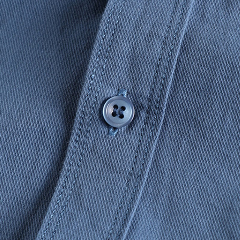 Men's British Simple Solid Color Long Sleeved Shirt Wash Woven Twill Cotton Versatile Ameikeji Fashion Male Cargo Work Shirt