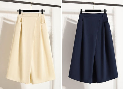 Summer Women Plus Size Skirt 2025 New High Waist Irregular Mid Long Skirt Woman Elastic Waist A Line Pleated Big Size Skirts