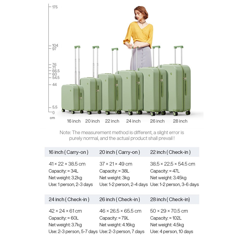 Mixi Puristic Design Travel Luggage Rolling Wheel Hardside Women Suitcase Men Trolley Case 16 20 Carry On/Big 22 24 26 28 Inch