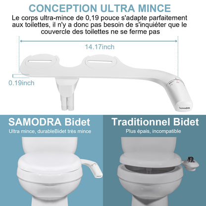 SAMODRA Pulverizador de bidê para vaso sanitário direito/esquerdo, não elétrico, bico duplo, assento de vaso sanitário, ducha higiênica para acessórios de banheiro