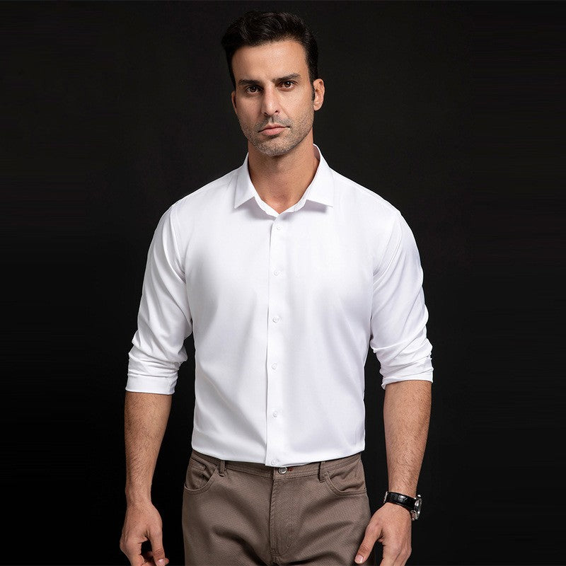 New Anti-Wrinkle Men Shirts Long Sleeve Dress Shirts For Men Slim Fit Camisa Social Business Blouse White Office Shirt S-6XL